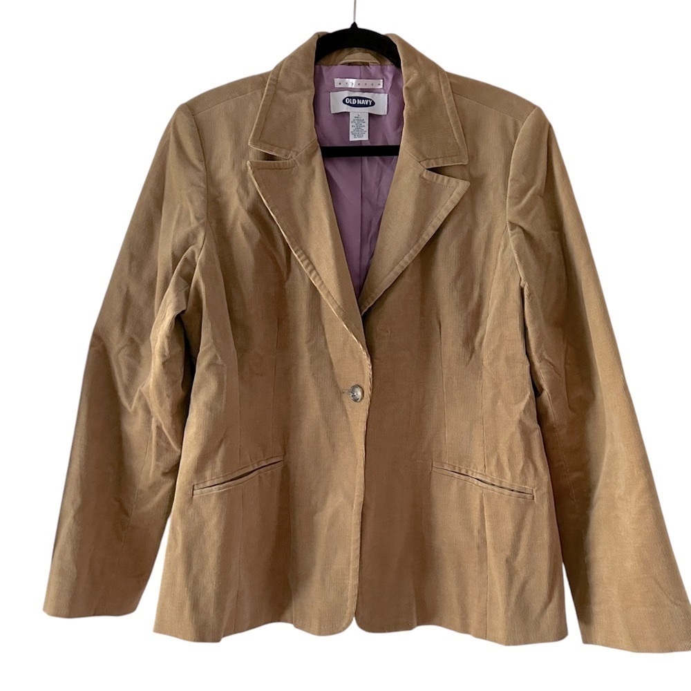 Camel Corduroy One Button Blazer